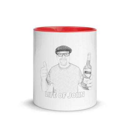 NEW – White Glossy Mug With ‘Life Of John’ You Tube Channel Name (Name Is Outline Only) WITH RED COLOUR INSIDE !